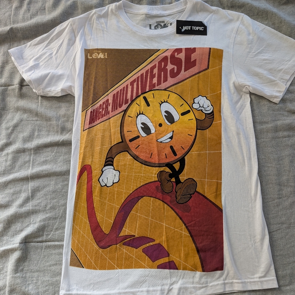 Loki Hot Topic White T-Shirt with Multiverse Graphic